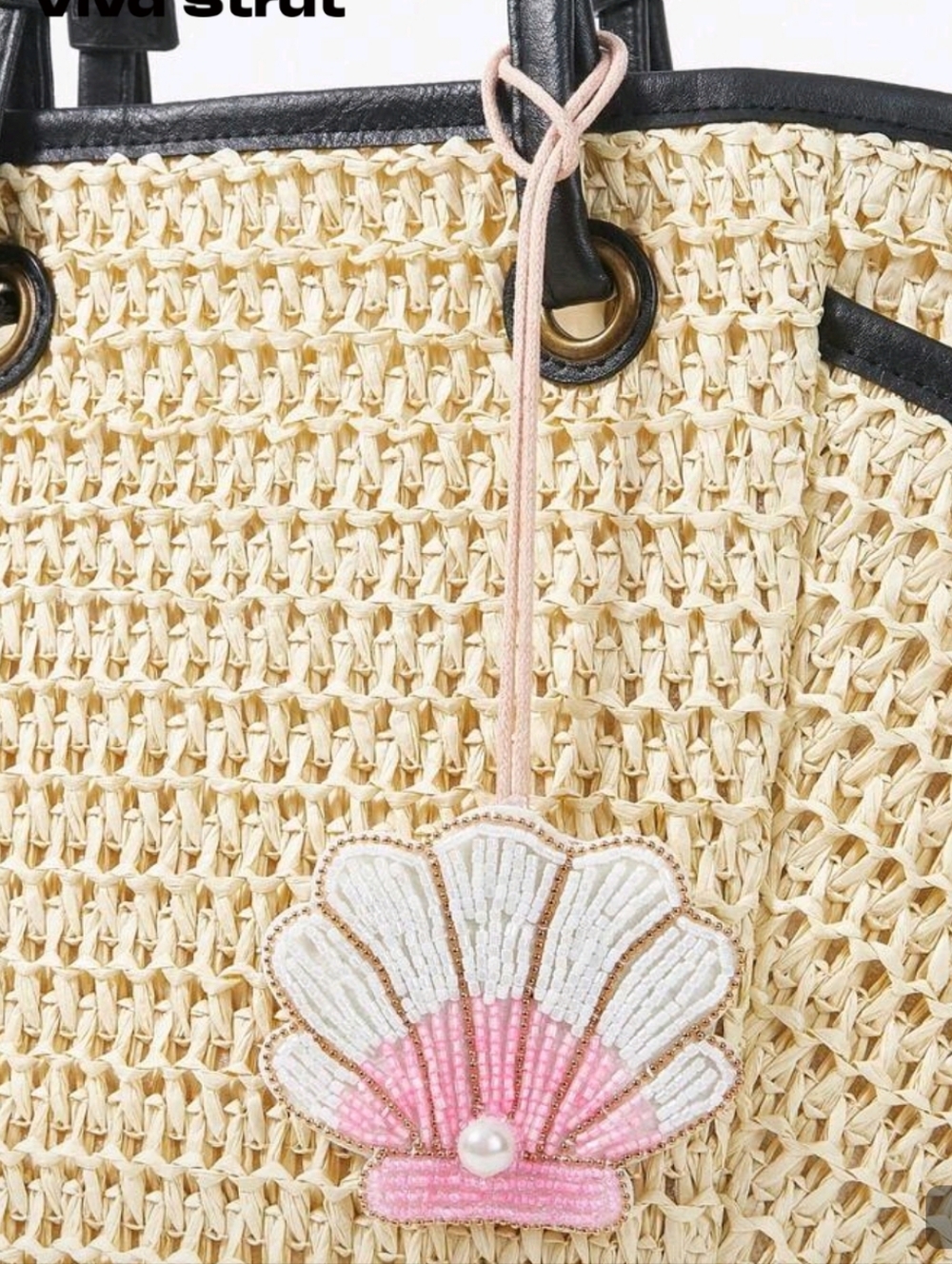Beaded Shell Charm Bag Charm